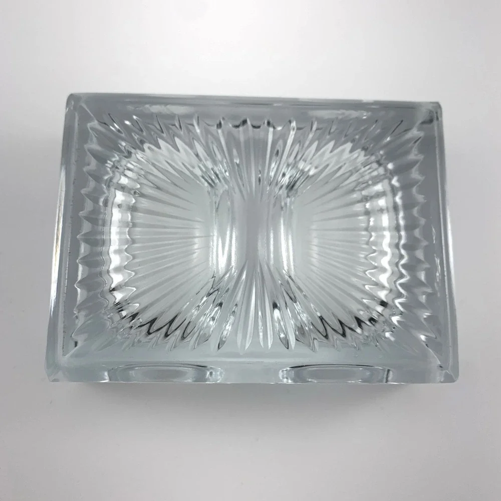 Antique Double Open Salt Cellar Starburst Pattern Heavy Pressed Glass Vintage‎